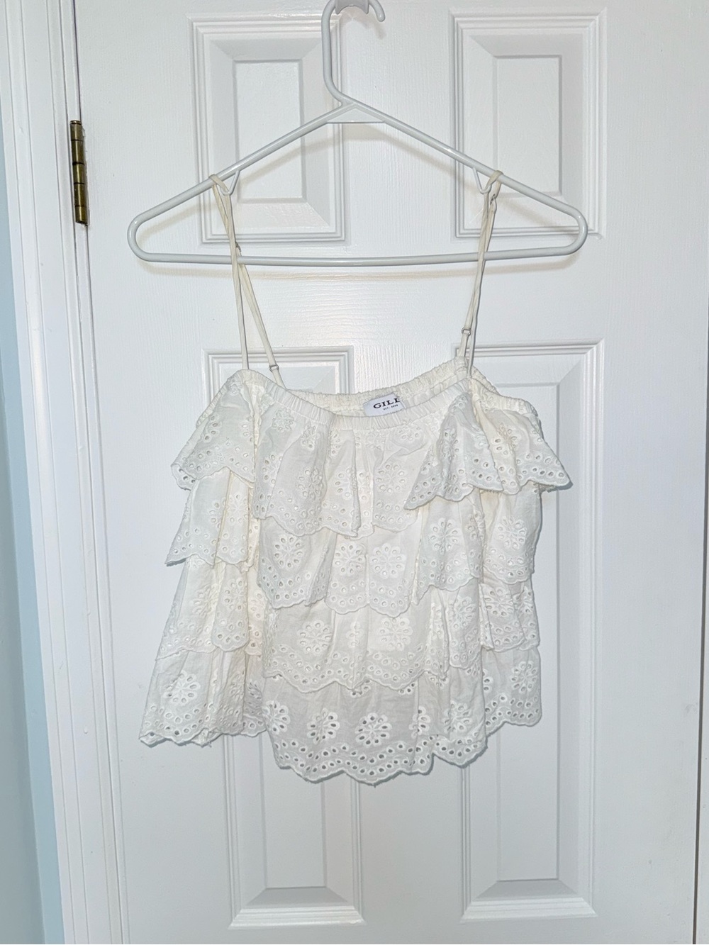 Nollie White Eyelet Ruffle Camisole
